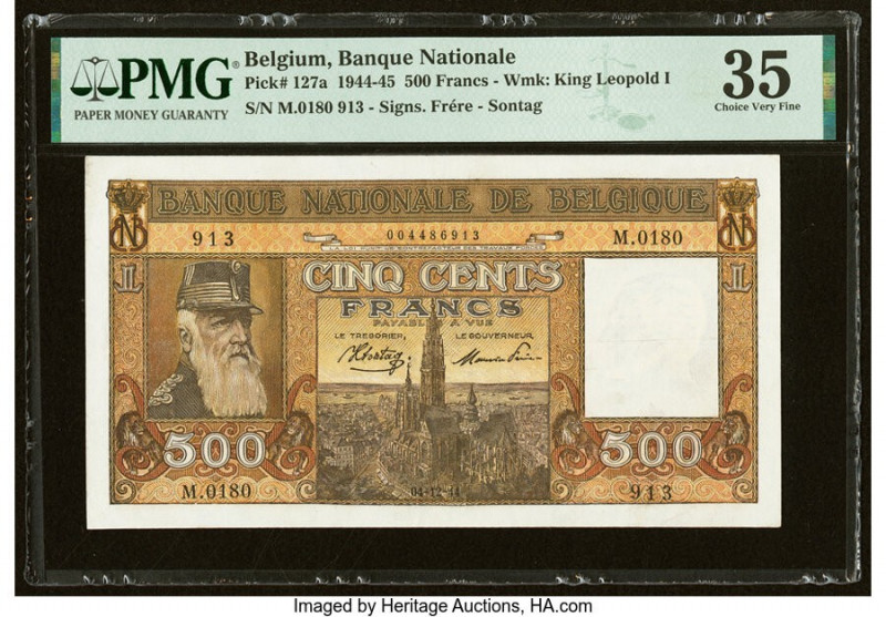 Belgium Nationale Bank Van Belgie 500 Francs 4.12.1944 Pick 127a PMG Choice Very...