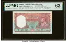 Burma Reserve Bank of India 5 Rupees ND (1938) Pick 4 Jhun5.4.1 PMG Choice Uncirculated 63. Staple holes at issue and minor rust are noted on this exa...
