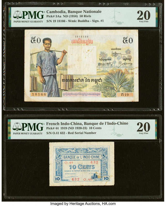 Cambodia Banque Nationale du Cambodge 50 Riels ND (1956) Pick 3Aa PMG Very Fine ...