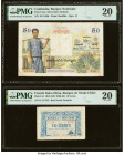 Cambodia Banque Nationale du Cambodge 50 Riels ND (1956) Pick 3Aa PMG Very Fine 20; French Indochina Banque de l'Indo-Chine 10 Cents 1919 (ND 1920-23)...