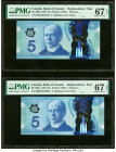 Canada Bank of Canada $5 2013 BC-69bA Four Replacement Examples PMG Superb Gem Unc 67 EPQ (3); Gem Uncirculated 66 EPQ. 

HID09801242017

© 2022 Herit...