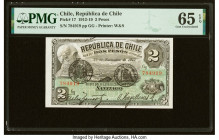 Chile Republica de Chile 2 Pesos 27.11.1917 Pick 17 PMG Gem Uncirculated 65 EPQ. 

HID09801242017

© 2022 Heritage Auctions | All Rights Reserved