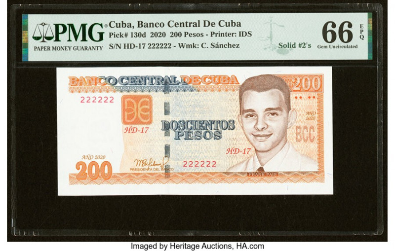 Solid 2's Cuba Banco Central de Cuba 200 Pesos 2020 (ND 2016) Pick 130d PMG Gem ...