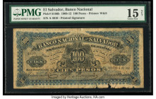 El Salvador Banco Nacional del Salvador 100 Pesos 9.2.1912 Pick S166b PMG Choice Fine 15 Net. Tears are noted on this example. 

HID09801242017

© 202...