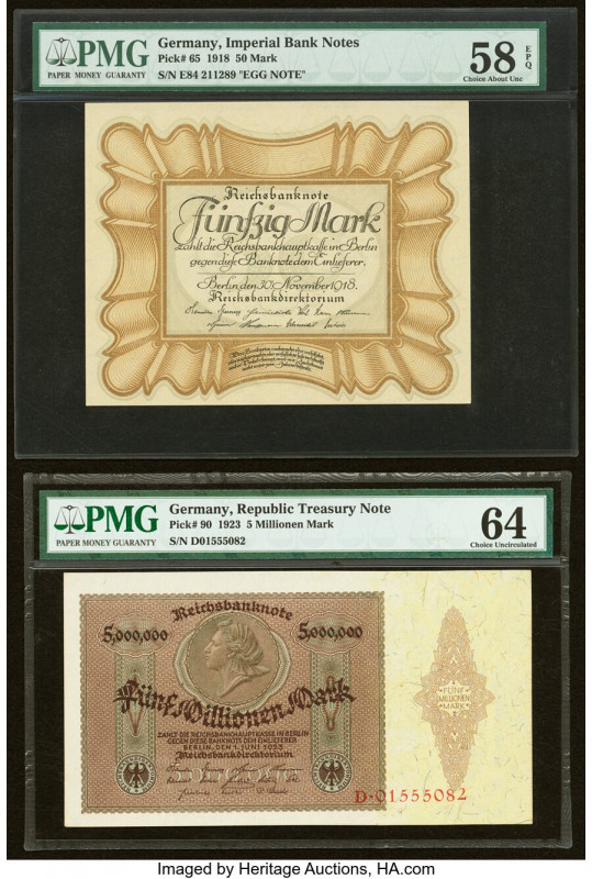 Germany Group Lot of 5 Examples PMG Choice Uncirculated 64; Choice About Unc 58 ...