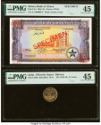 Ghana Bank of Ghana 5 Pounds 1.7.1958 Pick 3s1 Specimen PMG Choice Extremely Fine 45; India Princely States 1/4 Anna ND (1939-46) Pick S206 Jhunjhunwa...
