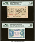 Indonesia Republic Regionals 250 Rupiah 1.3.1949 Pick S286 PMG Choice Uncirculated 64 EPQ; Malaya Board of Commissioners of Currency 10 Cents 1.7.1941...