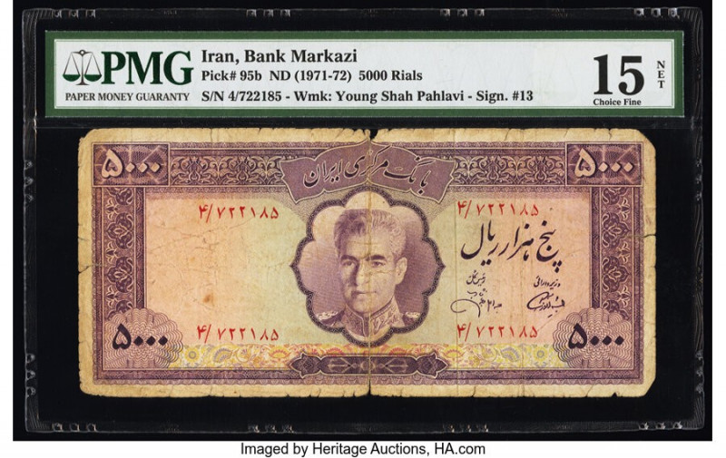 Iran Bank Markazi 5000 Rials ND (1971-72) Pick 95b PMG Choice Fine 15 Net. Large...
