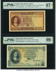 South Africa South African Reserve Bank 10 Shillings; 1 Pound 6.11.1958; 18.11.1958 Pick 91d; 92d Two Examples PMG Superb Gem Unc 67 EPQ; Gem Uncircul...