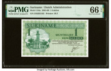 Suriname Muntbiljet 1 Gulden 1.6.1967 Pick 116a PMG Gem Uncirculated 66 EPQ. 

HID09801242017

© 2022 Heritage Auctions | All Rights Reserved