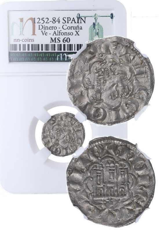 1252-1284. Alfonso X (1252-1284). Coruña. Dinero. Ve. Encapsulada por NN COINS e...