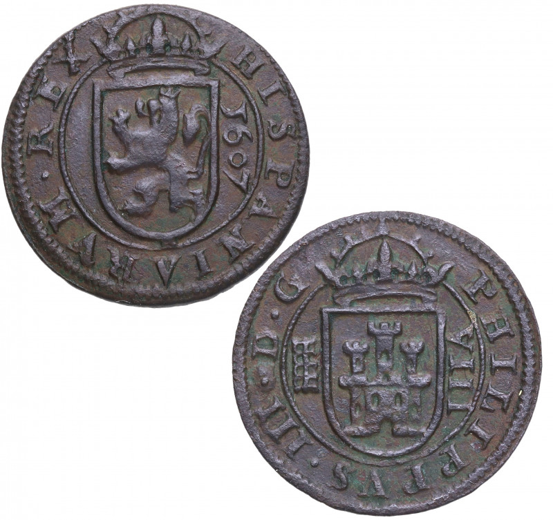 1607. Felipe III (1598-1621). Segovia. 8 Maravedís. A&C 316. Cu. 6,82 g. Atracti...