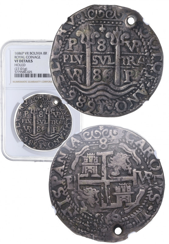 1686. Carlos II (1665-1700). Potosí. 8 Reales. VR. A&C 682. Ag. El Details es ha...