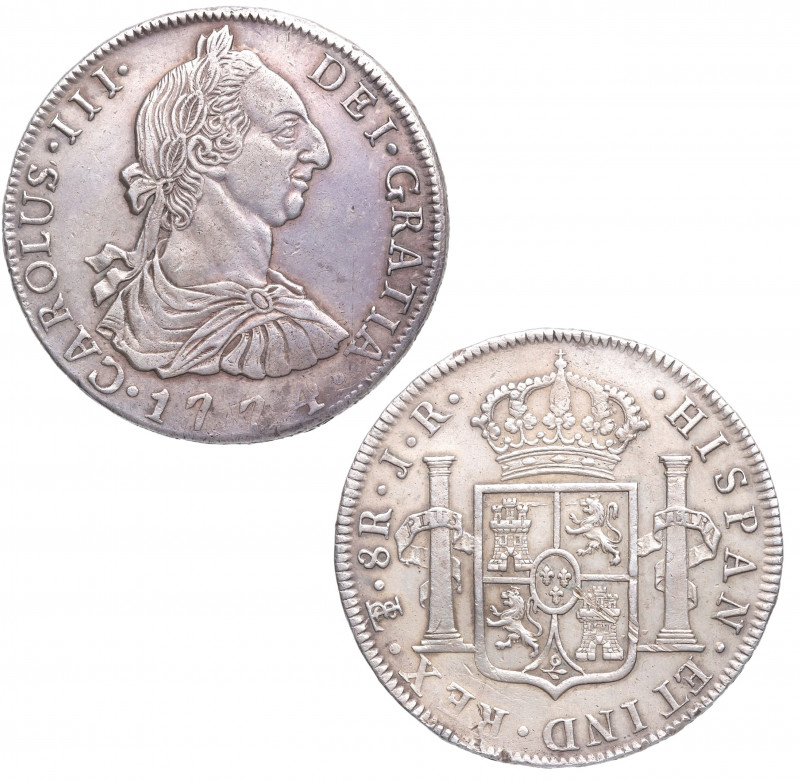 1774. Carlos III (1759-1788). Potosí. 8 reales. JR. A&C 1170. Ag. 27,12 g. Atrac...