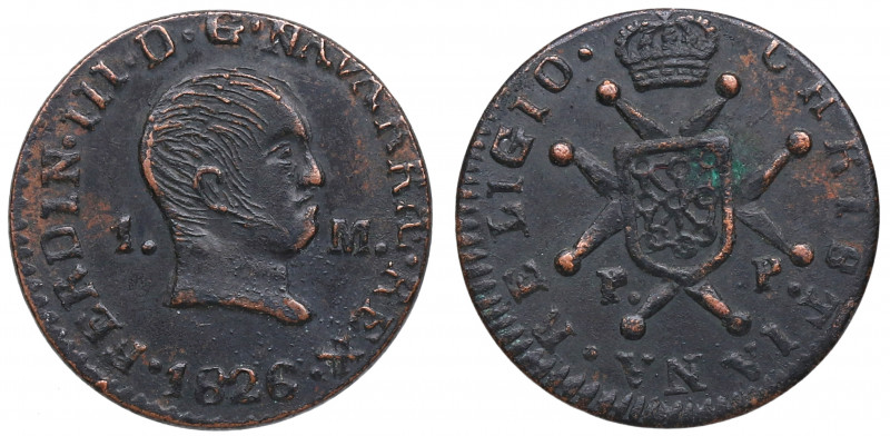 1826. Fernando VII (1808-1833). Pamplona. 1 Maravedi. A&C 37. Cu. 1,91 g. Escasa...