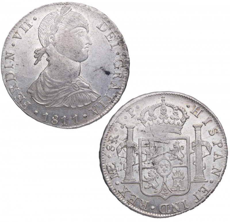 1811. Fernando VII (1808-1833). Lima. 8 Reales. JP. A&C 1242. Ag. 26,88 g. Bella...