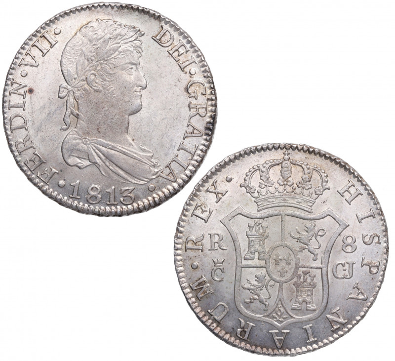 1813. Fernando VII (1808-1833). Cádiz. 8 Reales. CJ. A&C 1153. Ag. 27,23 g. Bell...