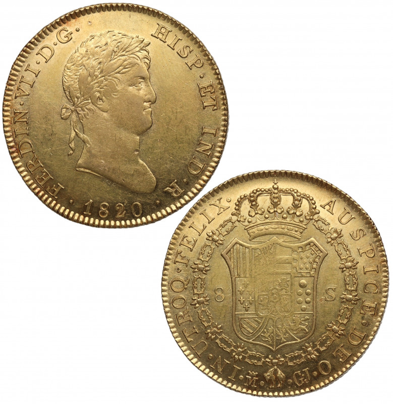 1820. Fernando VII (1808-1833). Madrid. 8 Escudos. GJ. A&C 1776. Au. 27,12 g. Be...