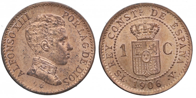 1906*6. Alfonso XIII (1886-1931). Madrid. 1 Céntimo. SLV. A&C 2. Cu. 1,04 g. Bel...