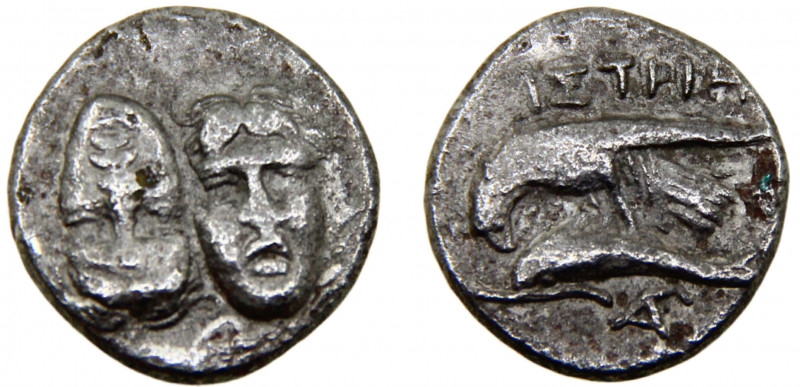 Greek States Moesia, Istros AR Drachm Ca 313-280 BC Facing male heads, the left ...