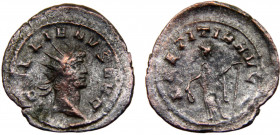 Roma Empire Gallienus BL Antoninianus AD 256-257 Mediolanum mint Laetitia standing left, holding wreath and anchor Blillon 4.3g RIC# 616