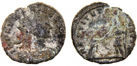 Roma Empire Aurelian BL Antoninianus AD 270-275 Cyzicus mint Aurelian standing left on right, holding scepter, being crowned by Orbis to left Blillon ...