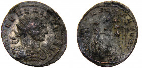 Roma Empire Aurelian BL Antoninianus AD 272 Serdica mint Aurelian standing right on left, holding scepter, receiving globe from Jupiter to right, hold...