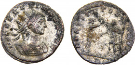 Roma Empire Aurelian BL Antoninianus AD 272-274 Mediolanum mint Aurelian standing left on right, holding scepter, being crowned by Orbis to left Blill...