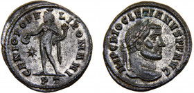 Roma Empire Diocletian BL Follis AD 296-297 Ticinum mint Genius standing left, holding patera and cornucopia Blillon 7.65g RIC# 31a