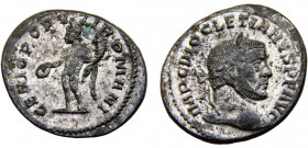 Roma Empire Diocletian BL Follis Ca AD 300 Londinium mint Genius standing left, holding patera and cornucopia Blillon 7.7g RIC# 28b