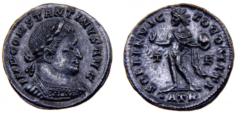 Roma Empire Constantine I AE Nummus AD 317 Rome mint Sol standing left, holding ...