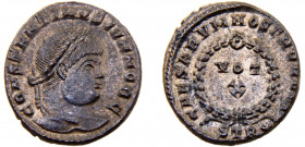 Roma Empire Constantine II AE3 AD 323-324 Trier mint VOT X within wreath Bronze 3.51g RIC# 202