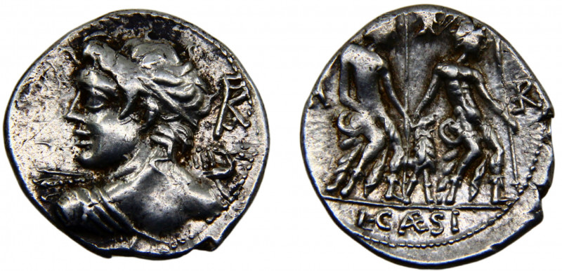 Roma Republic L. Caesius AR Denarius 112-111 BC Rome mint Bust of Veiovis left, ...