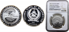 Afghanistan Islamic State 500 Afghanis 1999 Top Pop NGC PF69 Millennium Silver 14.9g KM# 1041