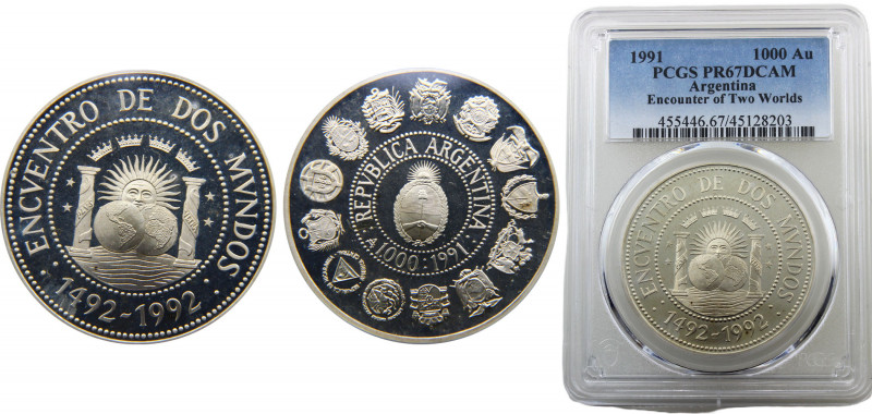Argentina Federal Republic 1000 Australes 1991 (Mintage 5000) PCGS PR67 Encounte...