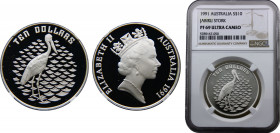 Australia Commonwealth Elizabeth II 10 Dollars 1991 (Mintage 32446) NGC PF69 Jabiru Silver 20g KM# 156