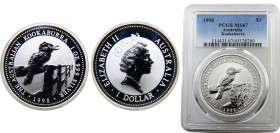 Australia Commonwealth Elizabeth II 1 Dollar 1998 (Mintage 103119) PCGS MS67 Australian Kookaburra Silver 31.1g KM# 362
