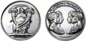 Austria Empire Franz I medal 1810 Marriage between Napoleon I and Maria Luigia of Austria, Cleaned Silver 20.96g Bramsen# 944