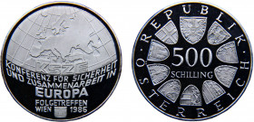 Austria Second Republic 500 Schilling 1986 Vienna mint(Mintage 97400) European Conference on Security and Cooperation Silver 24g KM# 2979