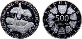 Austria Second Republic 500 Schilling 1988 Vienna mint(Mintage 88200) St. Georgenberg Abbey Silver 24g KM# 2984
