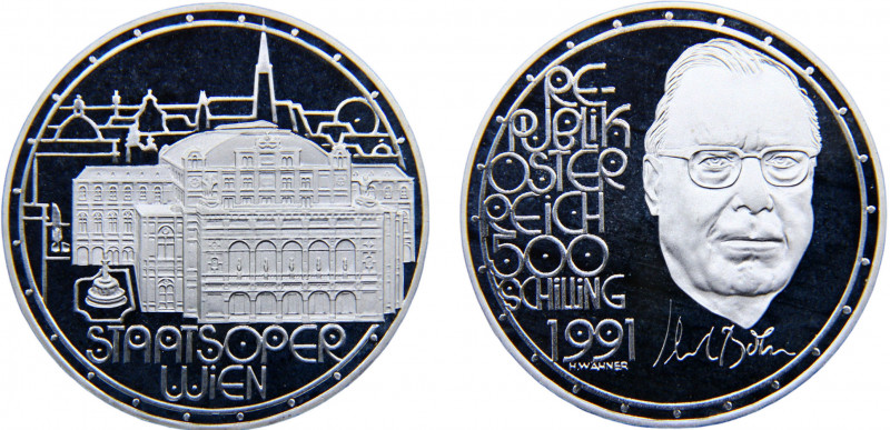 Austria Second Republic 500 Schilling 1991 Vienna mint(Mintage 71400) Karl Böhm ...