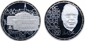 Austria Second Republic 500 Schilling 1991 Vienna mint(Mintage 71400) Karl Böhm Silver 24g KM# 3002
