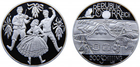 Austria Second Republic 500 Schilling 1994 Vienna mint(Mintage 55000) Pannonian Region Silver 24g KM# 3017
