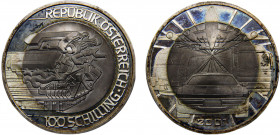 Austria Second Republic 100 Schilling 2001 Vienna mint(Mintage 50000) Transportation Silver 13.75g KM# 3073
