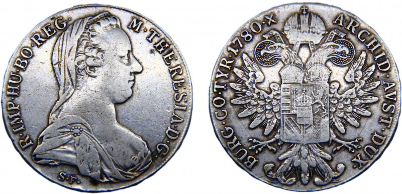 Austria Kingdom "Maria Theresia" 1 Thaler "1780" SF(1936-1961) Vienna mint Morde...