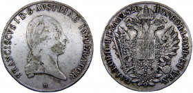 Austria Empire Franz I 1 Thaler 1820 M Milan mint Silver 27.83g KM# 2162