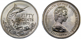 Bahamas Commonwealth Elizabeth II 50 Cents 1973 FM The Franklin Mint(Mintage 11000) Silver 10.72g KM# 21