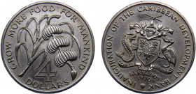 Barbados Commonwealth Elizabeth II 4 Dollars 1970 (Mintage 30000) F.A.O. Copper-nickel 28.35g KM# A9