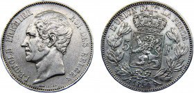 Belgium Kingdom Leopold I 5 Francs 1850 Brussels mint Silver 24.95g KM# 17