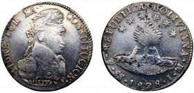 Bolivia Republic 8 Soles 1828 PTS JM Potosi mint Cleaned Silver 26.88g KM# 97